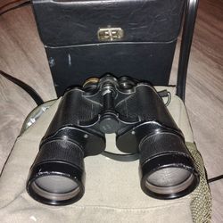 Vintage Selsi 7x50 Binoculars Luminous Field 7.1° Amber Coated Japan