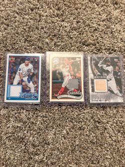 Lot of 3 game used patch/bat baseball cards - Cassie, Mateo, Robert