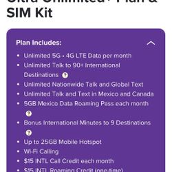 12 Months Of Prepaid Unlimited Talk&Txt&Data&Hotspot 