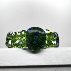 Green Crystal beaded 2-layer bracelet with blue and green stones, new  The crystals in this bracelet sparkle in every direction and the color combinat
