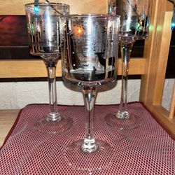 3 100% AUTHENTIC CRYSTAL CHRISTMAS GLASSES (3 Different Sizes ) ~Never Used 