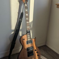 2019 Limited Edition ESP LTD EC-1000 Solidbody Electric Guitar, Evertune Bridge w/ Natural Satin Mahogany and Koa finish