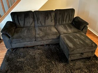 PACKAGE DEAL: Black couch with tv stand