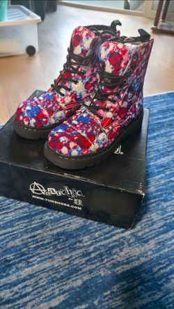 Tuk Floral Boots Anarchic New Womens Size 6 Goth Emo Combat Platform Ankle Boots