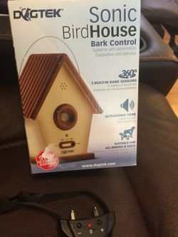 Bark control bird house and separate shock collar