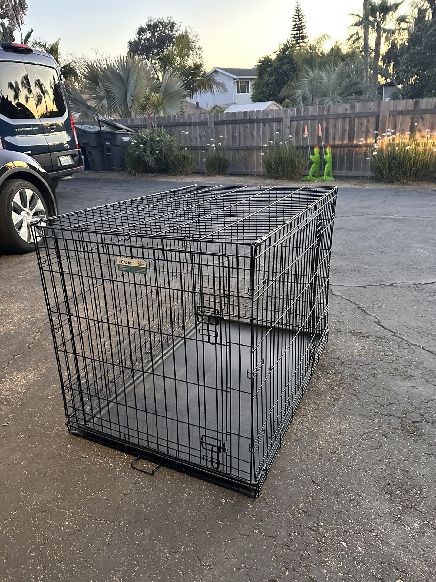 XL Dog Crate - Black - Double Doors - Foldable