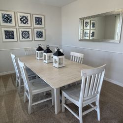 Table & 6 Chairs (solid Wood) - Model Home Furniture 