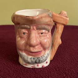 Vintage MCM Mini Toby Mug Old Man With Beard, Cane Handle 