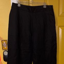 J.Crew High Rise Pleated Pants Linen Blend Wide Leg Black AN010 Women's Size 14