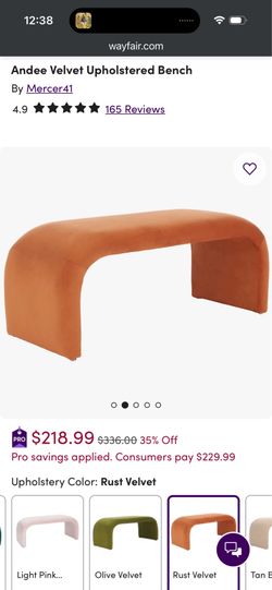 Velvet bench