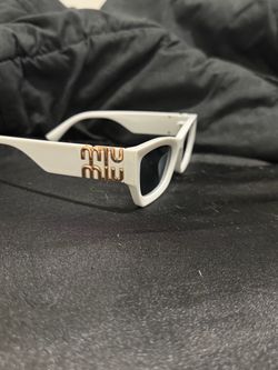 Miu Miu White Sunglasses with Gold Logo
