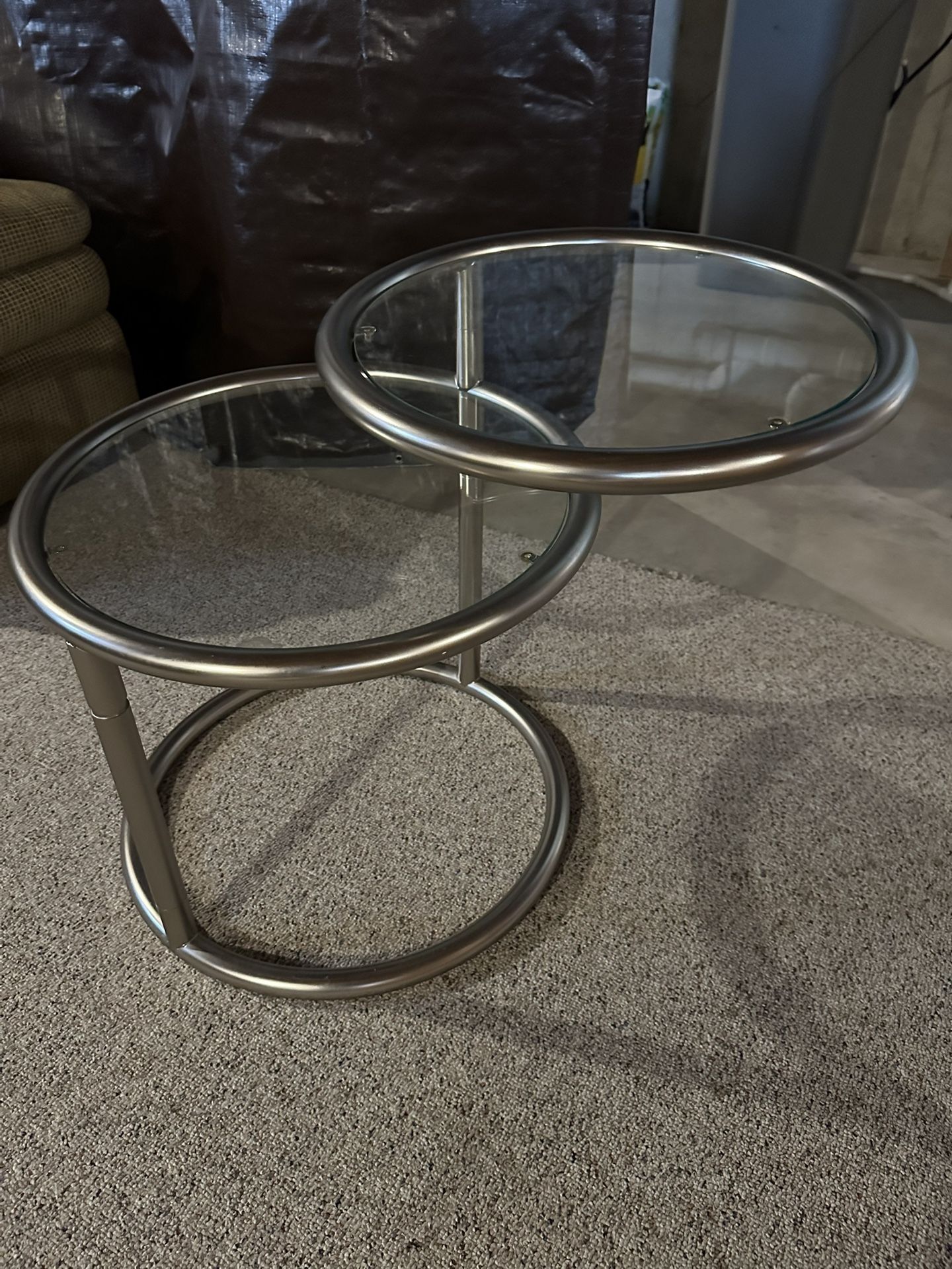 Extendable Glass End Table - Silver