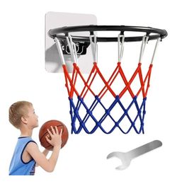Replacement Wall Mounted Outdoor Basketball Hoop, Heavy Duty Solid Steel, Double Spring Basketball Hoop Rim with All Weather Net for Indoor and Outdoo