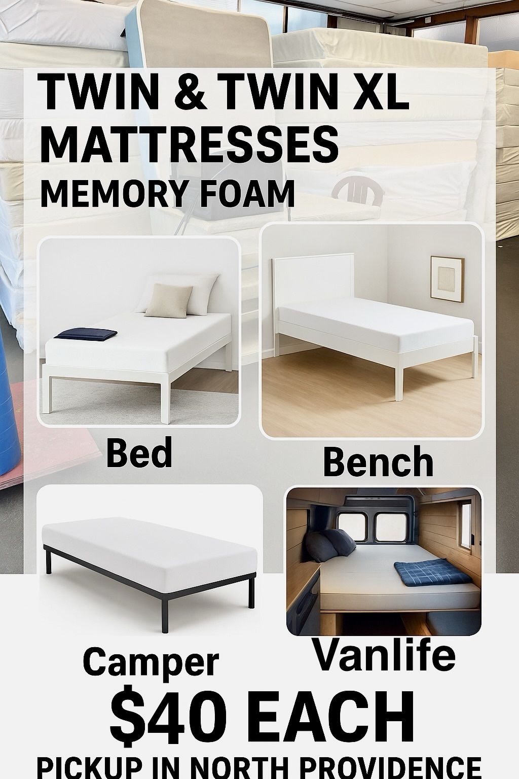 $40 Memory Foam Mattresses/Guest Bed, Camper, Upholstery Projects, Foam, Etc.
