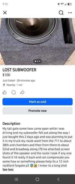 LOST SUBWOOFER 12 INCH