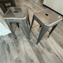 Metal Stools. Bar Height Set Of 2