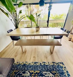 URBIA Brooks Dining Table (92”) – Acacia Wood & Glass – $300