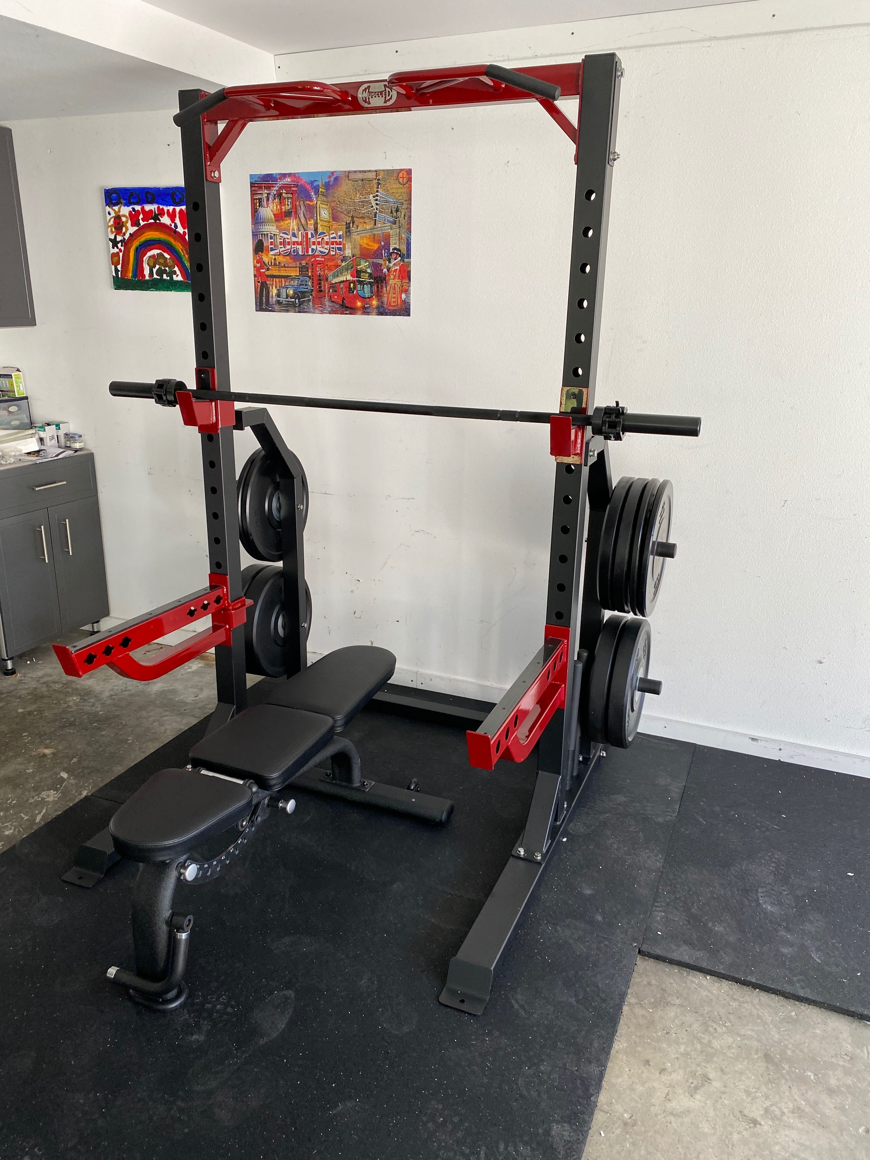 Salinas Fit- Compact Half Cage - Muscle D Fitness - Bar & Plate Storage and Dip Station Included-BENCH OPTIONAL ADDITIONAL $299