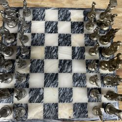 Stone And Metal Chess Set