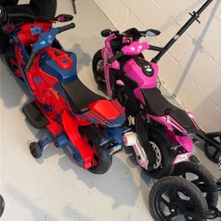 6V Spiderman And Barbie Motorcycle, Battery Ride on Toy, for Kids,