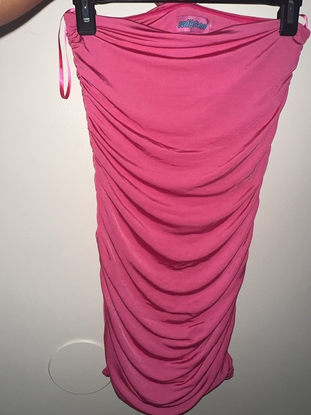 Hot Pink Strapless Gathered Mini Dress