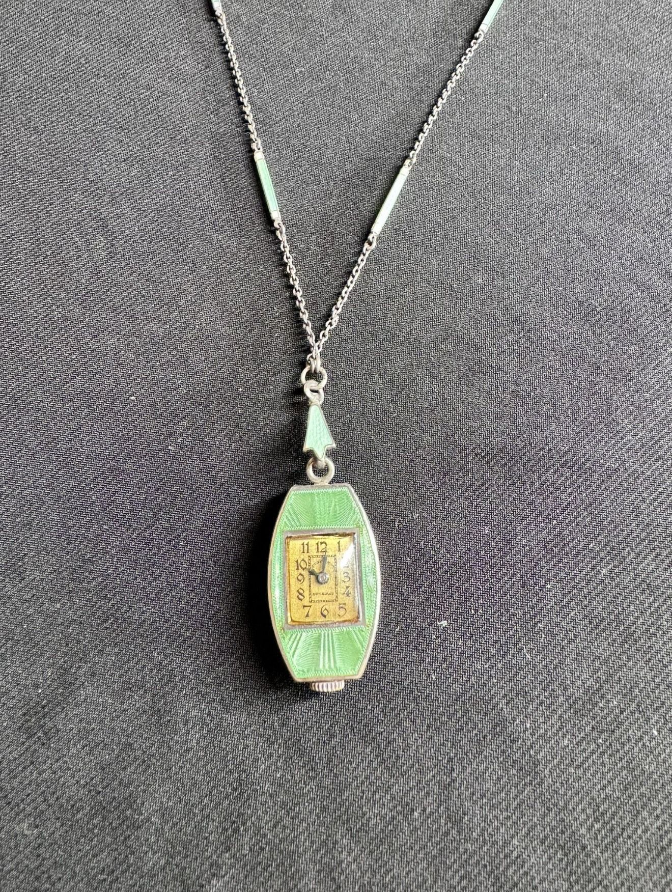 Guilloche Enamel Necklace Sterling Silver