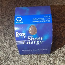 Leggs Sheer Energy control top pantyhose, color suntan, size: Q