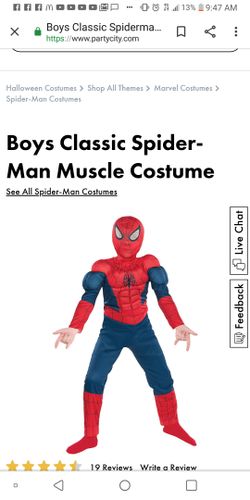 Boys spider man with muscles costume size Medium 8-10