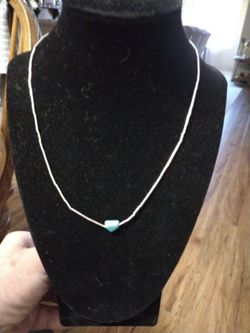 Liquid Silver Necklace / Turquoise Stone