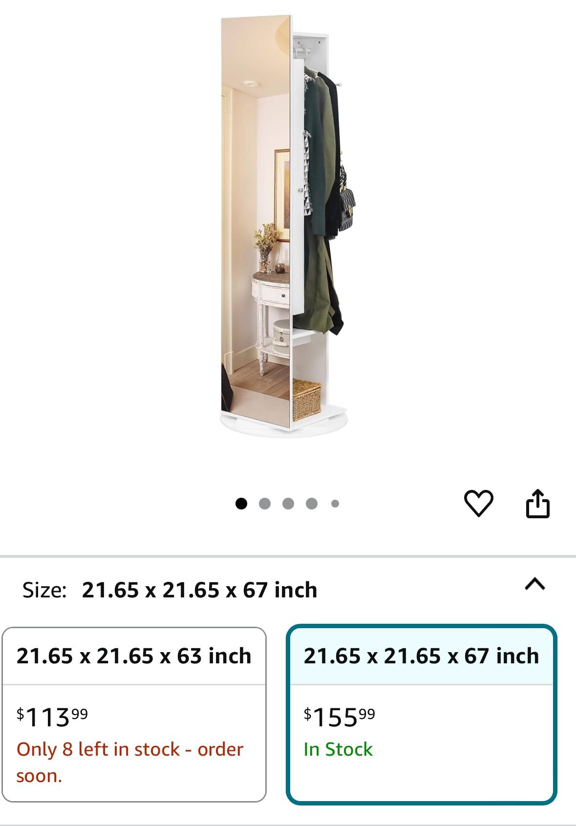 Rotating Armoire Mirror & Jewelry Storage