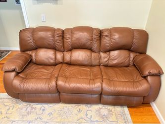 Brown leather couch
