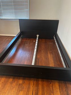 Black Wood Bed Frame with Headboard