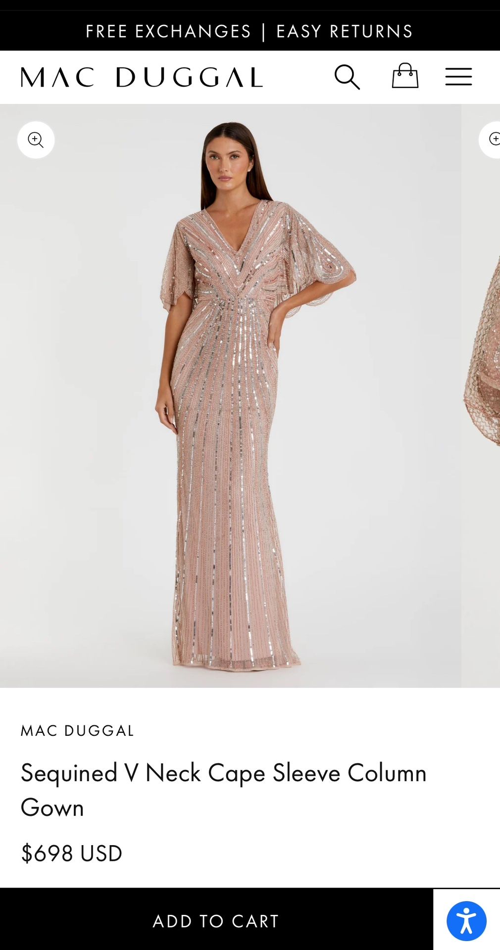 Mac Duggal Women’s Sequined V Neck Dress 