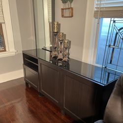Media console / Storage cabinet / Sideboard with glass top / IKEA  71 W x 16 1/4 D x 29 1/4 H  