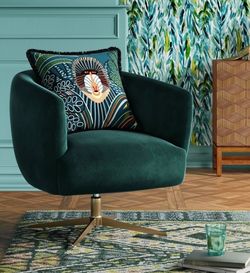 Green Velvet Swivel Accent Chair