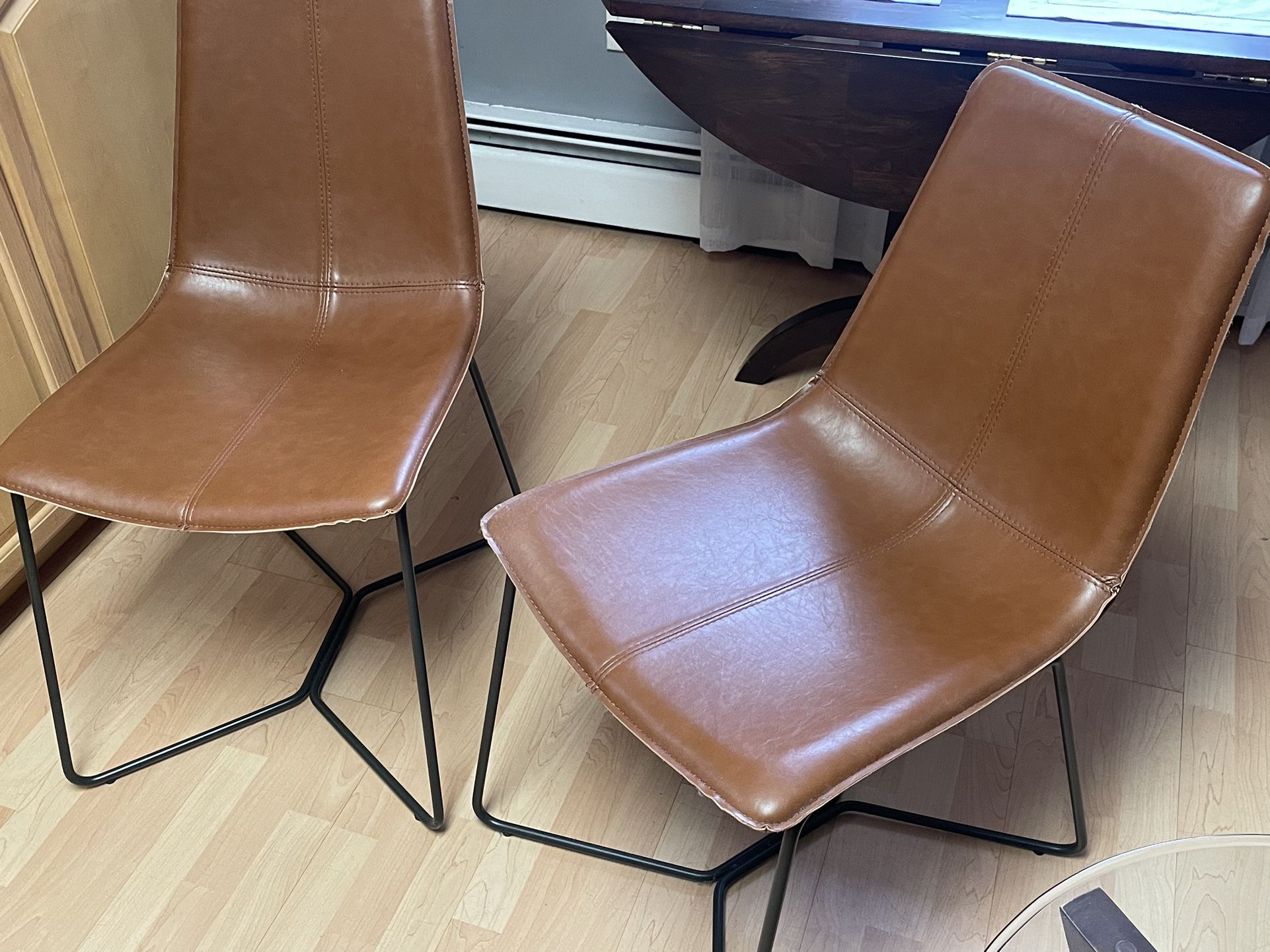 West Elm Slope Leather Dining Chairs (Set Of 2)