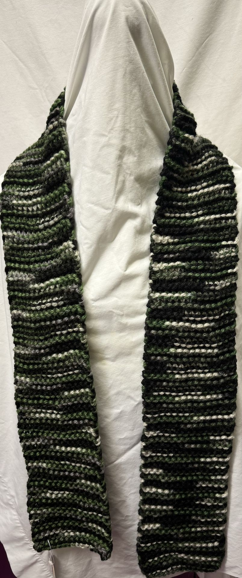 Handmade Knitted Scarf Camo Stripe Men Or Women New