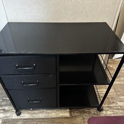 Black Office Table With 3 Drawers