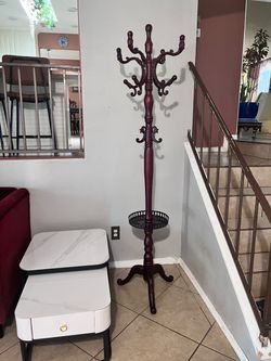 Deep Burgundy Wood Coat Rack