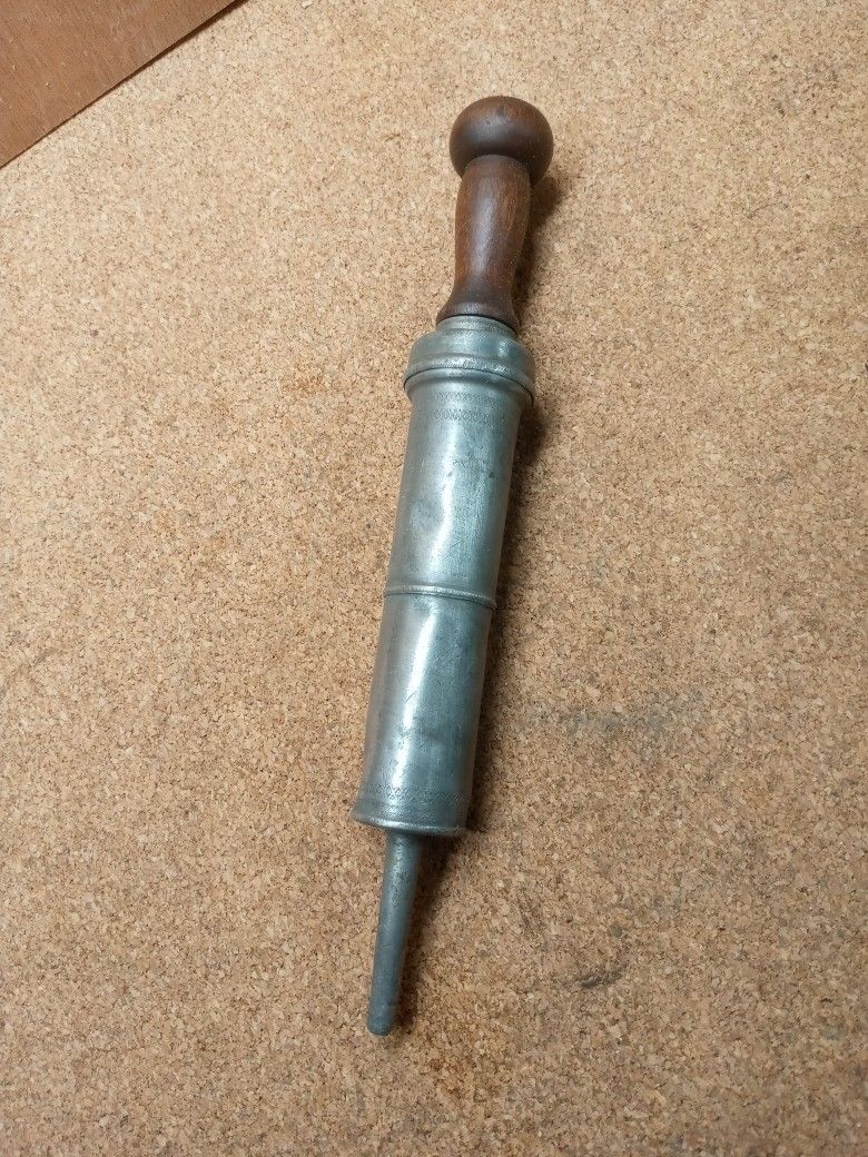 Antique Syringe With Wooden Handle