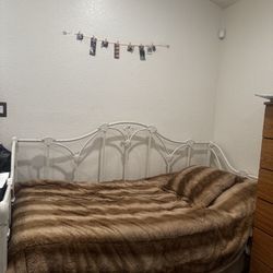 Twin White Metal Bed 