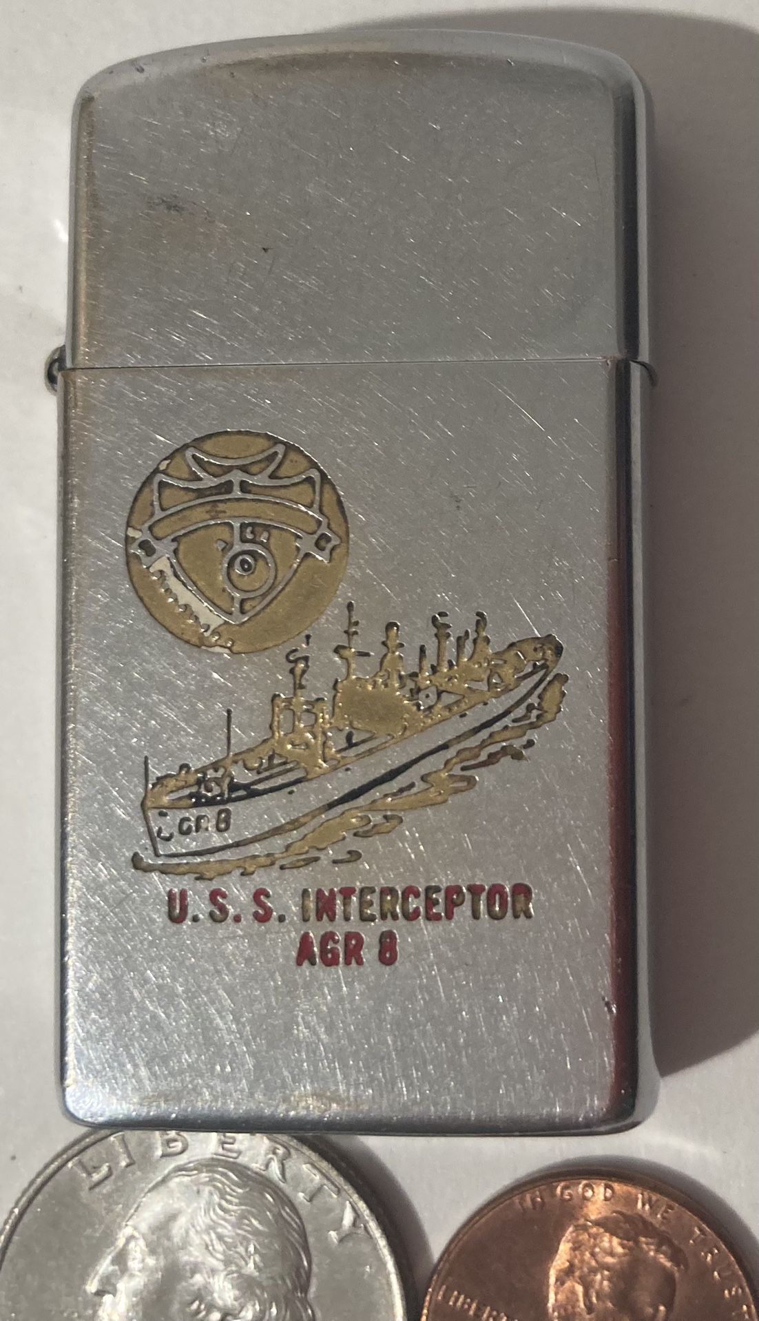 Vintage Zippo Lighter USS Interceptor AGR-8