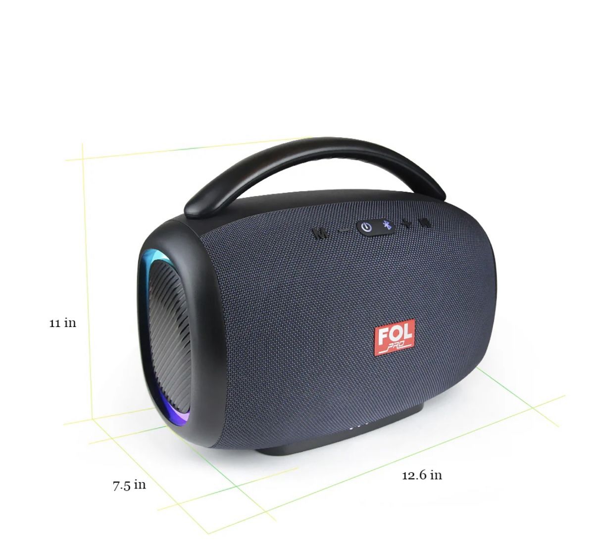 FOL Multi-Function Connectivity: Offers Bluetooth, USB, TF card, FM radio, AUX input, LED lights, and battery-powered operation.