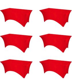 BRILLMAX 6 Pack Red Spandex Table Covers For 6ft Rectangle Tables