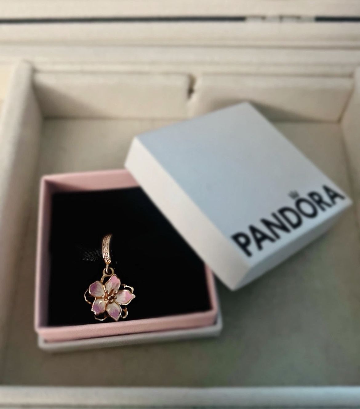 Pandora Cherry Blossom Dangle Charm Rose Gold