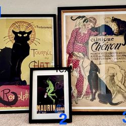 Vintage French Poster Art-Framed Set of 3