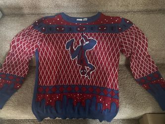 Marvel Unisex Kid's Spider-Man Holiday Pullover Sweater Large Burgundy/Blue