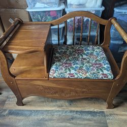 Vintage Oak Gossip Bench Wood Furniture 