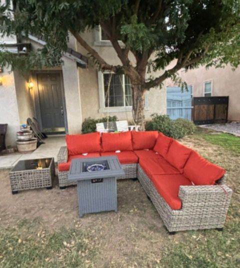 Patio Sofa Set With Propane Fire Pit Brand New Patio Furniture Outdoor Furniture ππππΊππ