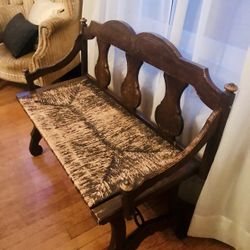 Lovely Vintage Wooden Loveseat.